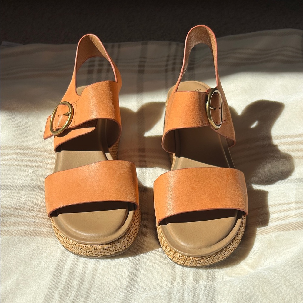 Sofft Orange Slingback Platform Sandals with Buckle